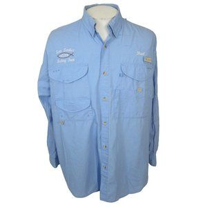 Columbia PFG fishing shirt L/S XL personalized Bud Christian Fish blue cotton